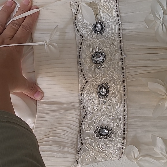 Sue Wong Nocturne Silk Dress Elegant Cream Floral Dress Wedding Party Size 10 - Picture 9 of 15